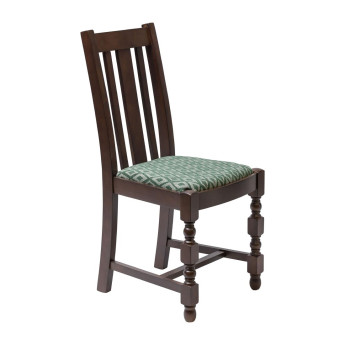 Manhattan Dark Wood High Back Dining Chair with Green Diamond Padded Seat (Pack of 2) - Click to Enlarge
