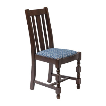 Manhattan Dark Wood High Back Dining Chair with Blue Diamond Padded Seat (Pack of 2) - Click to Enlarge