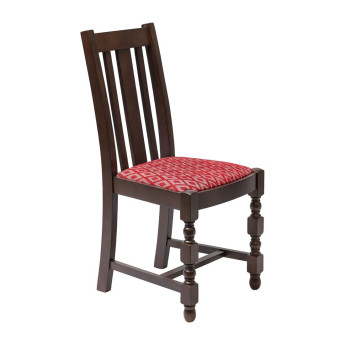Manhattan Dark Wood High Back Dining Chair with Red Diamond Padded Seat (Pack of 2) - Click to Enlarge