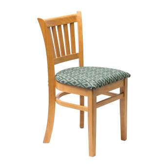Manhattan Soft Oak Dining Chair with Green Diamond Padded Seat (Pack of 2) - Click to Enlarge