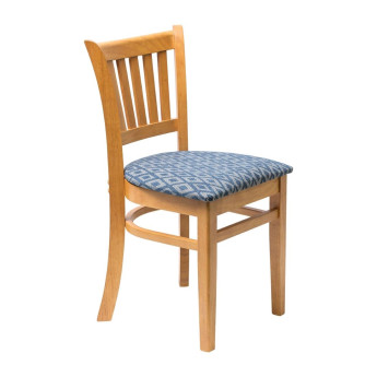 Manhattan Soft Oak Dining Chair with Blue Diamond Padded Seat (Pack of 2) - Click to Enlarge
