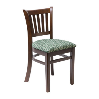 Manhattan Dark Walnut Dining Chair with Green Diamond Padded Seat (Pack of 2) - Click to Enlarge