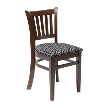 Manhattan Dark Walnut Dining Chair with Black Diamond Padded Seat (Pack of 2) - Click to Enlarge