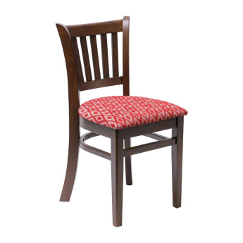 Manhattan Dark Walnut Dining Chair with Red Diamond Padded Seat (Pack of 2) - Click to Enlarge