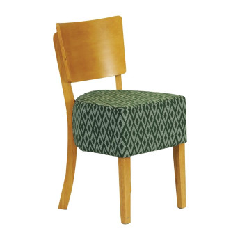 Asti Padded Soft Oak Dining Chair with Green Diamond Deep Padded Seat and Back (Pack of 2) - Click to Enlarge