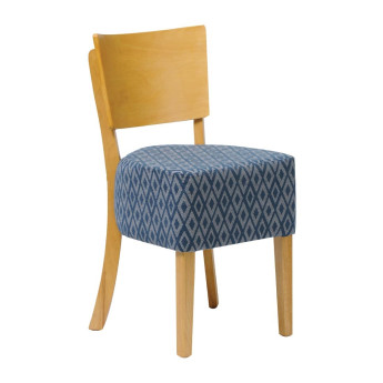 Asti Padded Soft Oak Dining Chair with Blue Diamond Deep Padded Seat and Back (Pack of 2) - Click to Enlarge