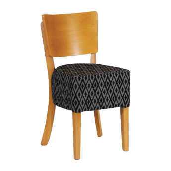 Asti Padded Soft Oak Dining Chair with Black Diamond Deep Padded Seat and Back (Pack of 2) - Click to Enlarge