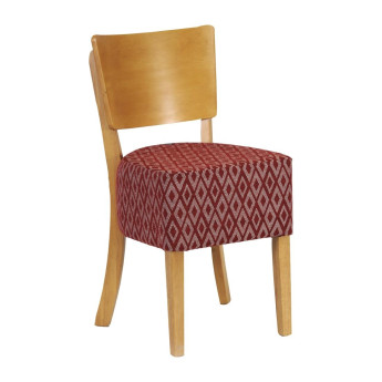 Asti Padded Soft Oak Dining Chair with Red Diamond Deep Padded Seat and Back (Pack of 2) - Click to Enlarge
