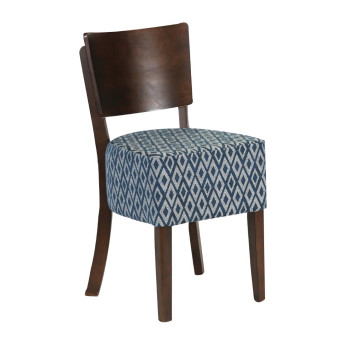 Asti Padded Dark Walnut Dining Chair with Blue Diamond Deep Padded Seat and Back (Pack of 2) - Click to Enlarge