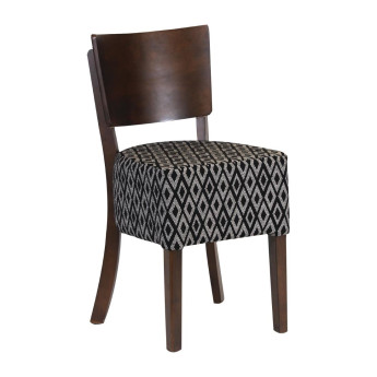 Asti Padded Dark Walnut Dining Chair with Black Diamond Deep Padded Seat and Back (Pack of 2) - Click to Enlarge