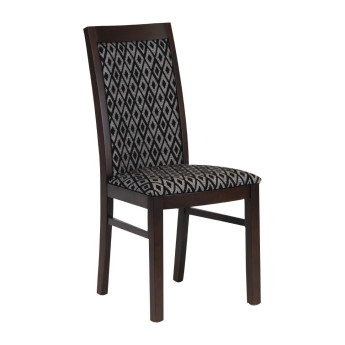Brooklyn Padded Back Dark Walnut Dining Chair with Black Diamond Padded Seat and Back (Pack of 2) - Click to Enlarge