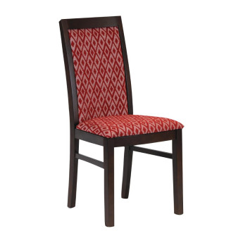 Brooklyn Padded Back Dark Walnut Dining Chair with Red Diamond Padded Seat and Back (Pack of 2) - Click to Enlarge