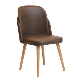 Koldal Dining Chair Buffalo Espresso with Light Wood Legs - Click to Enlarge