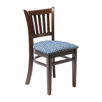 Manhattan Dark Walnut Dining Chair with Blue Diamond Padded Seat (Pack of 2) - Click to Enlarge
