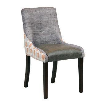 Bath Dining Chair Dark Walnut with Alfresco Mandarin Back Saddle Ash Seat - Click to Enlarge