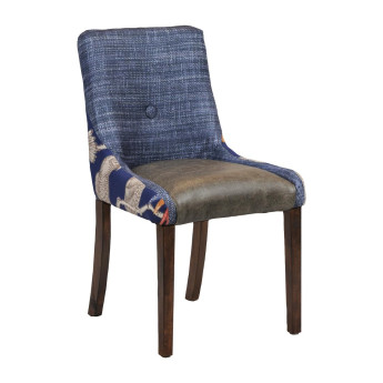 Bath Dining Chair Vintage with Helbeck Midnight Back Saddle Ash Seat - Click to Enlarge