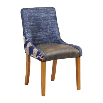 Bath Dining Chair Soft Oak with Helbeck Midnight Back Saddle Ash Seat - Click to Enlarge