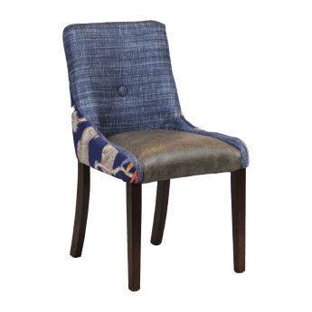 Bath Dining Chair Dark Walnut with Helbeck Midnight Back Saddle Ash Seat - Click to Enlarge