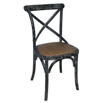 GG654 - Bolero Wooden Dining Chair with Cross Backrest Black Wash Finish (Box 2) - Click to Enlarge