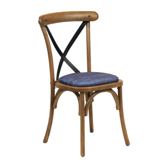 Bristol Dining Chair Weathered Oak with Padded Seat Helbeck Midnight (Pack of 2) - Click to Enlarge