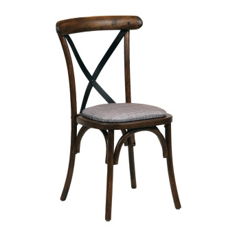 Bristol Dining Chair Vintage with Padded Seat Helbeck Charcoal (Pack of 2) - Click to Enlarge