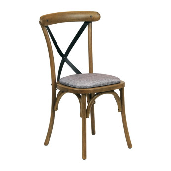 Bristol Dining Chair Weathered Oak with Padded Seat Helbeck Charcoal (Pack of 2) - Click to Enlarge