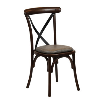 Bristol Dining Chair Dark Walnut with Padded Seat Helbeck Charcoal (Pack of 2) - Click to Enlarge