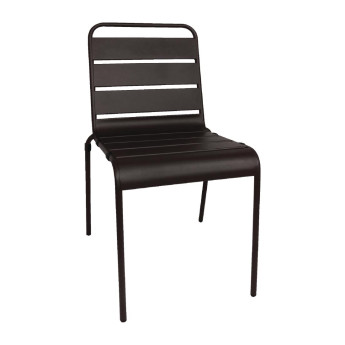Bolero Black Slatted Steel Side Chairs (Pack of 4) - Click to Enlarge