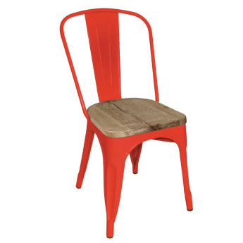 Bolero Bistro Side Chairs with Wooden Seat Pad Red (Pack of 4) - Click to Enlarge