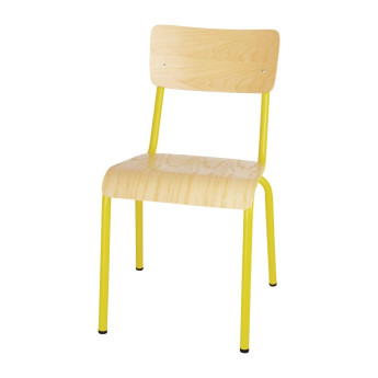 Bolero Cantina Side Chairs with Wooden Seat Pad and Backrest Yellow (Pack of 4) - Click to Enlarge