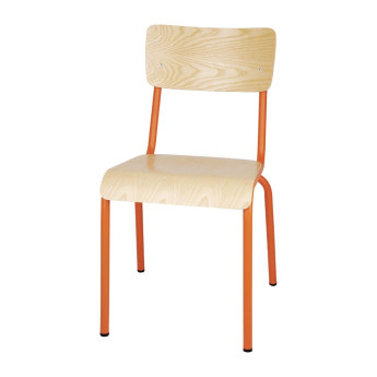 Bolero Cantina Side Chairs with Wooden Seat Pad and Backrest Orange (Pack of 4) - Click to Enlarge