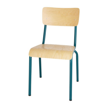 Bolero Cantina Side Chairs with Wooden Seat Pad and Backrest Teal (Pack of 4) - Click to Enlarge