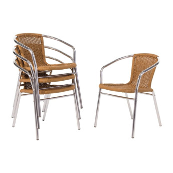 Bolero Aluminium and Natural Wicker Chair (Pack of 4) - Click to Enlarge
