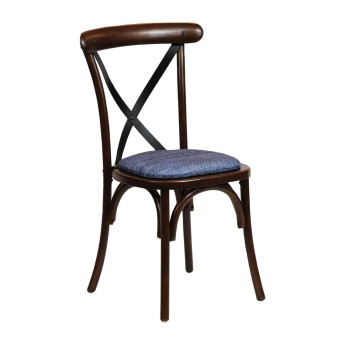 Bristol Dining Chair Dark Walnut with Padded Seat Helbeck Midnight (Pack of 2) - Click to Enlarge