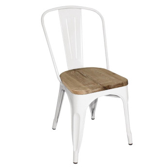 Bolero Bistro Side Chairs with Wooden Seat Pad White (Pack of 4) - Click to Enlarge