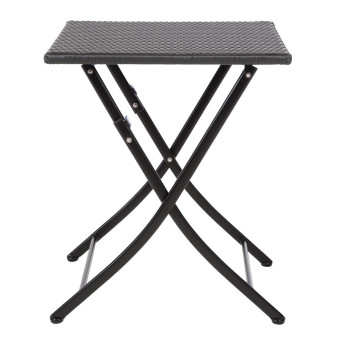 Bolero Square PE Wicker Folding Table Black 600mm - Click to Enlarge