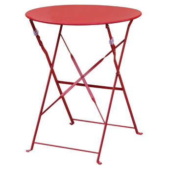 Bolero Pavement Style Round Steel Table Red 595mm - Click to Enlarge