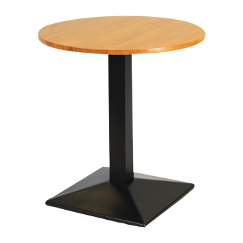 Turin Metal Base Pedestal Round Table with Soft Oak Top 700mm - Click to Enlarge