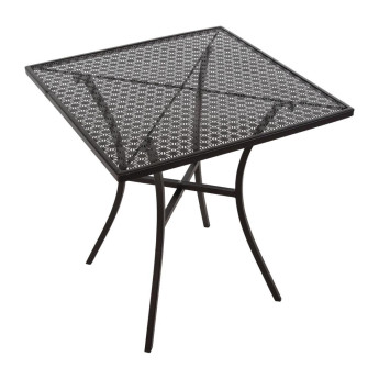 Bolero Black Steel Patterned Square Bistro Table 700mm - Click to Enlarge