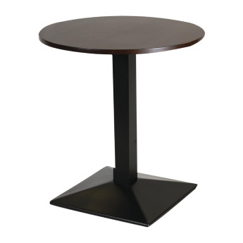 Turin Metal Base Pedestal Round Table with Dark Wood Top 700mm - Click to Enlarge