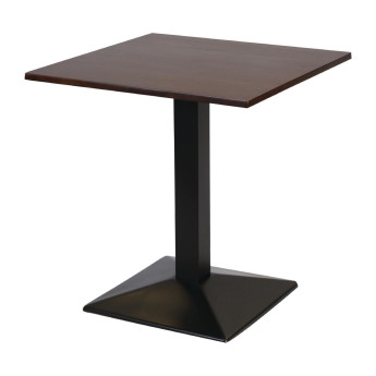 Turin Metal Base Pedestal Square Table with Dark Wood Top 700x700mm - Click to Enlarge