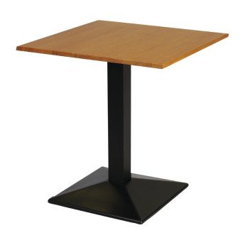Turin Metal Base Pedestal Square Table with Soft Oak Top 700x700mm - Click to Enlarge