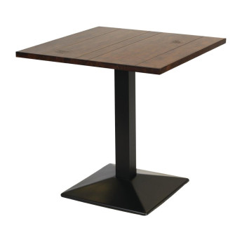 Turin Metal Base Pedestal Square Table with Vintage Top 760x760mm - Click to Enlarge