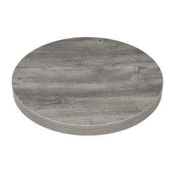 Bolero Pre-Drilled Round Melamine Table Top Ash Grey 600mm - Click to Enlarge