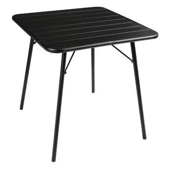 Bolero Square Slatted Steel Table Black 700mm - Click to Enlarge