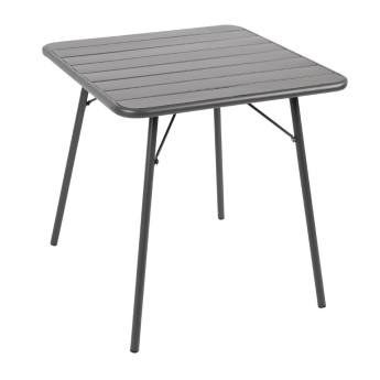 Bolero Square Slatted Steel Table Grey 700mm - Click to Enlarge