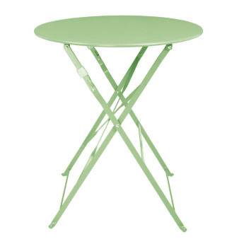 Bolero Round Pavement Style Steel Folding Table Light Green 595mm - Click to Enlarge