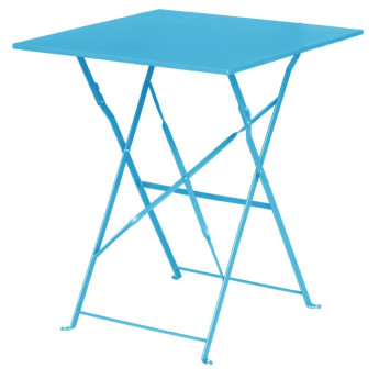 Bolero Pavement Style Square Steel Table Seaside Blue 600mm - Click to Enlarge