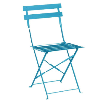 Bolero Pavement Style Steel Chairs Seaside Blue (Pack of 2) - Click to Enlarge