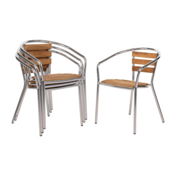 Bolero Aluminium and Ash Chairs (Pack of 4) - Click to Enlarge
